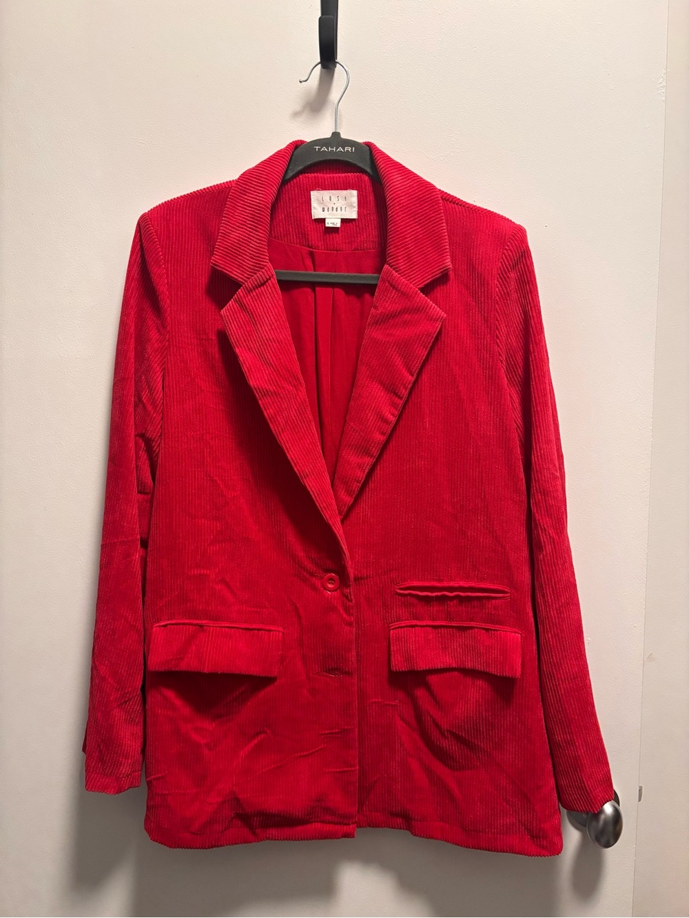 Free People Lost and Wander  Red Corduroy Blazer Jacket